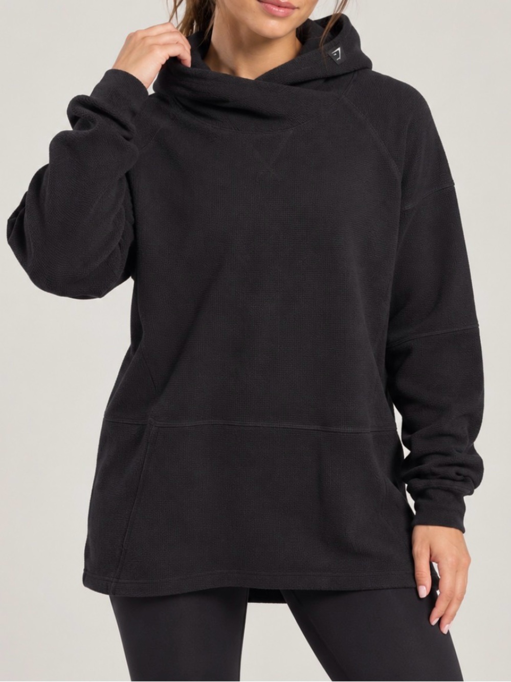 Gymshark Black Longline Oversized Hoodie Tunic Pullover Women’s Athleisure
